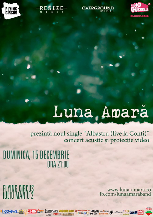 Luna Amara lanseaza single-ul „Albastru – live la Conti” pe 15 decembrie